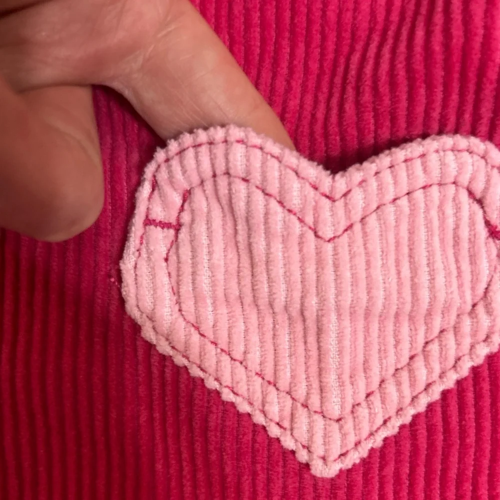 Shiny by Nature Pink Corduroy Button-Up Jacket with Hearts - Picture 5 of 10